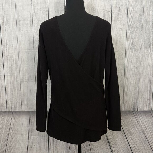 NWT J. Crew Women's XS Black Reversible V-Back Tunic Long Sleeve Sweater h9770 - Picture 3 of 12